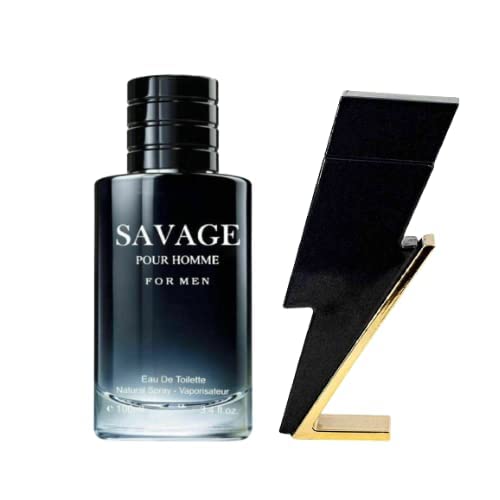 INSPIRE SCENTS Savage Pour Homme & Cool Boy Cologne (Impression of Badboy and savage) Combo Set, Eau De Toilette for All Skin Types, 3.4 Fl Oz Each (Pack of 2)