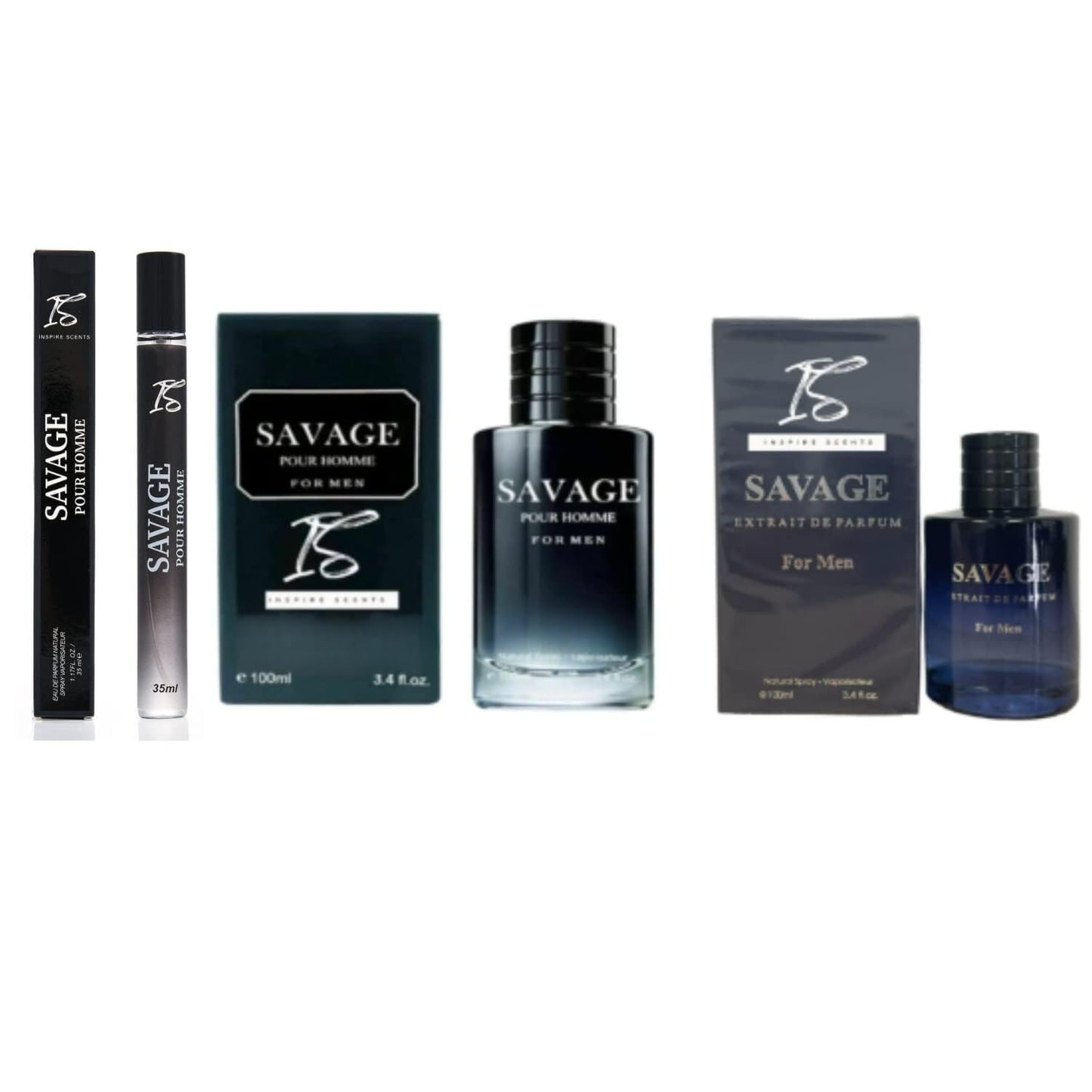 INSPIRE SCENTS Savage Extrait De Parfum Spray for Men - 3.4 Oz + Travel Spray, Warm Masculine Scent for Daily Use, Casual Men's Cologne, 3.4oz/100ml (Pack of 3)