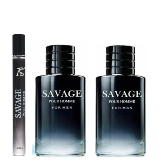 INSPIRE SCENTS Savage Extrait De Parfum Spray for Men - 3.4 Oz + Travel Spray, Warm Masculine Scent for Daily Use, Casual Men's Cologne, 3.4oz/100ml (Pack of 3)