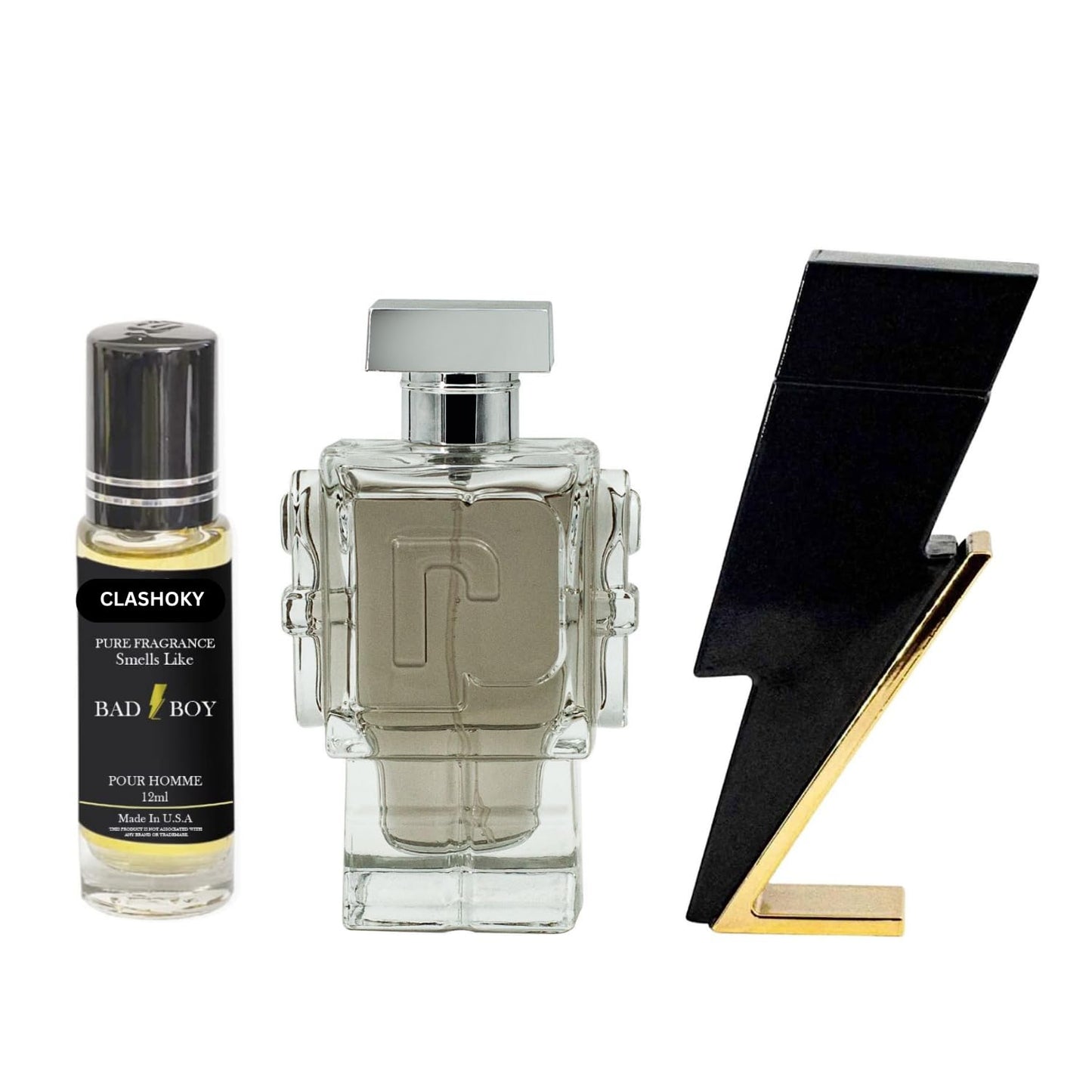 Cool Boy + Robot Cologne for Men + Bad - Boy Oil Roll on Combo Set, (Inspired by Bad Boy perfume for men & Phantom perfume for men) Eau De Toilette Scent for All Skin Types, 3.4 Fl Oz Each (Pack of 3)