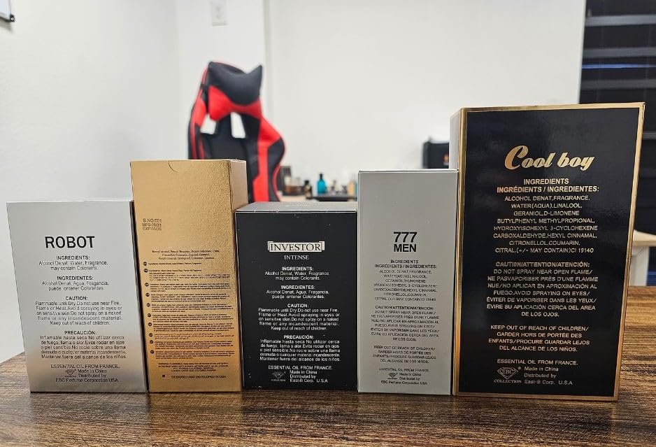 Cologne for Men (3.4oz/100ml x 5Pcs), Eau de toilette, (Impression of Badboy, Phantom, Invictus Victory, 1 Millionaire, 2112 Nyc) Pack of 5pcs