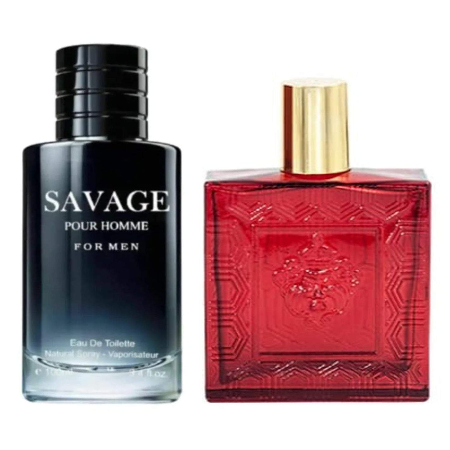 Savage Pour Home & Lion Versatile Red Flame Cologne for Men, Eau De Toilette Natural Spray, (Inspired by Sauvage & Versase Red Flame) 3.4oz Fl Oz/100ml each