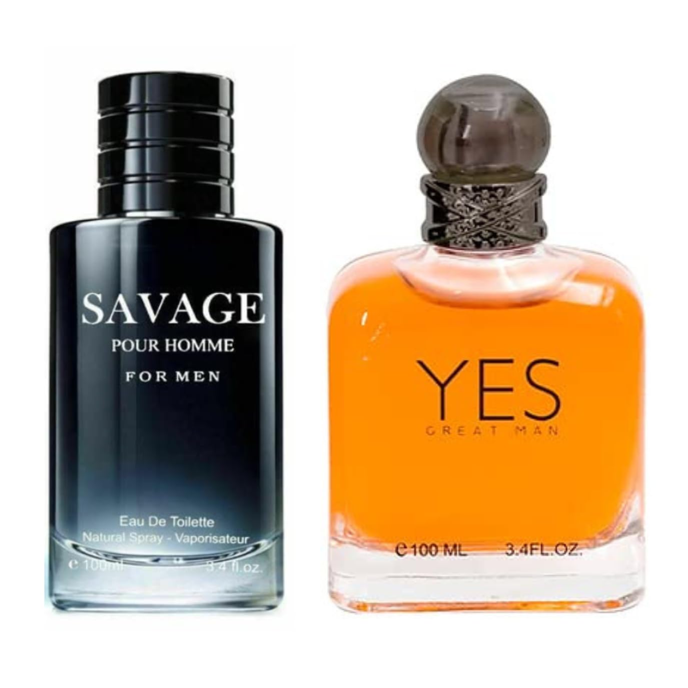 Savage Pour Home & Yes Great Cologne for Men, Eau De Toilette Natural Spray, (Inspired by Sauvage & Stronger With You) 3.4oz Fl Oz/100ml each
